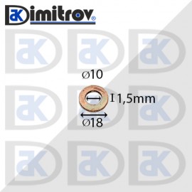 Дифтунга Ø 10 х Ø 18 х 1,5 mm медна